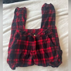 Red & Black Plaid Cargo Pants